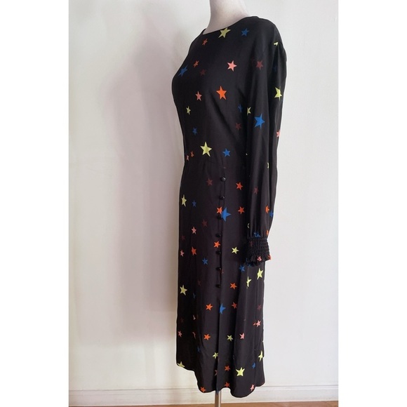EUC Nobody’s Child Black Star Celestial Stars Colorful Star Georgie Midi Dress 8 - Picture 6 of 10